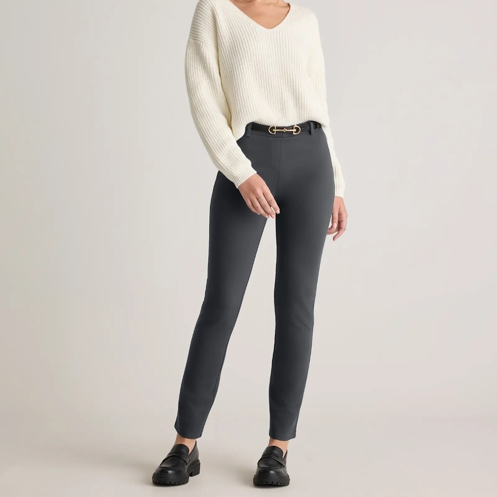 Quince Ultra-Stretch Ponte Straight Leg Pants In Steel Medium/ Size 8